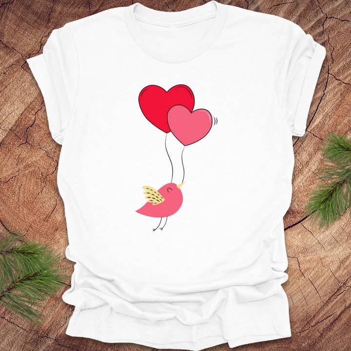 Valentine Bird Tee for wholesale by Wandering Owl Adventure Co.