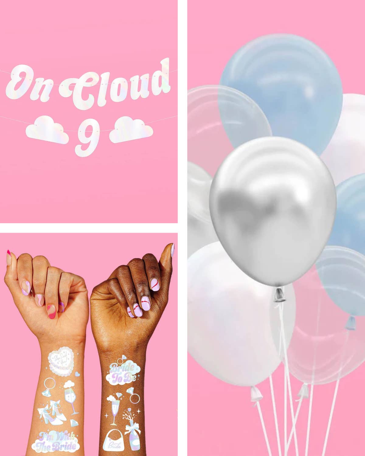 xo, Fetti - Wholesale Party Sign/Banner - Cloud Nine Trio - tats, banner + balloons