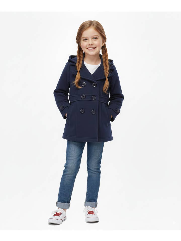 Unik - Wholesale Coat - Kids - Unik Girls' Fleece Coat with Hood 2-48