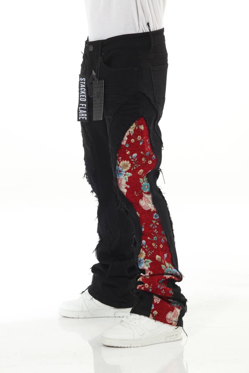 Stylo - Wholesale Jeans - Men's - Blk/Red Denim Tapestry Stack2