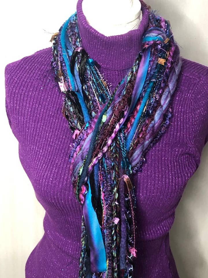 Purple & Turquoise long style scarf for wholesale by Scarves of Westwood