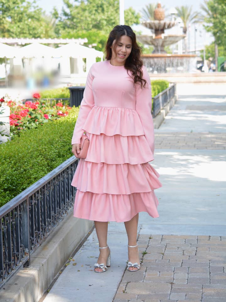 Amalfi Pink Ruffled Dress for wholesale by Skirt Society