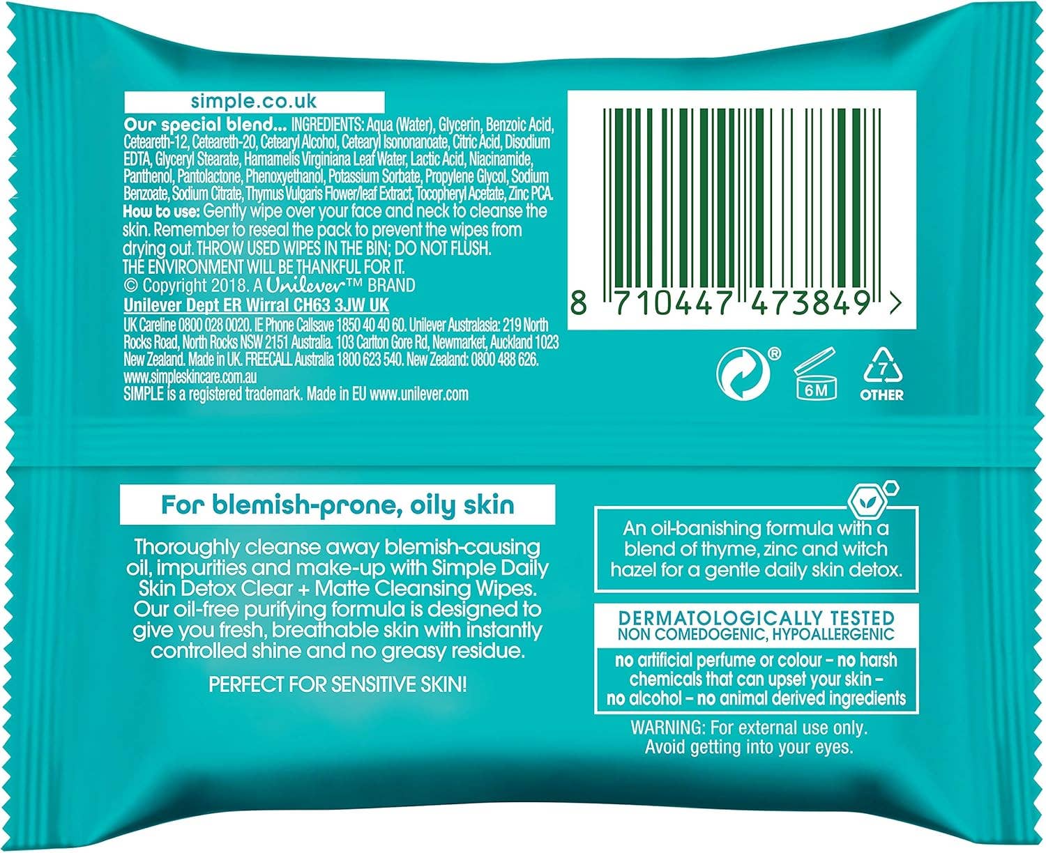 Innovarix - Wholesale Face & Body Wipes - Daily Skin Detox Clear + Matte Cleansing Wipes 25CT1