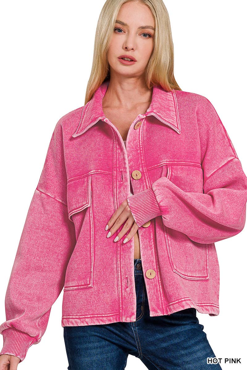 42POPS - Venta al por mayor Sobrecamisa - Mujer - ... CHAQUETA CORTA DE FORRO POLAR LAVADO CON ÁCIDO SI-253360