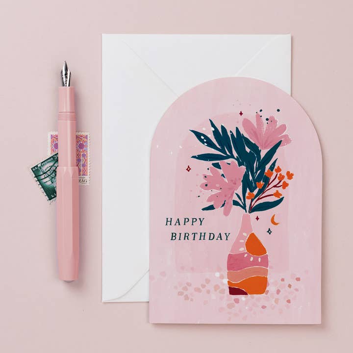 Vase Birthday Card | Floral Birthday Card | Birthday Cards for wholesale by Sister Paper Co.