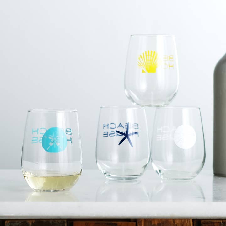 Beach House Stemless Wine Glasses for wholesale by Vital Industries
