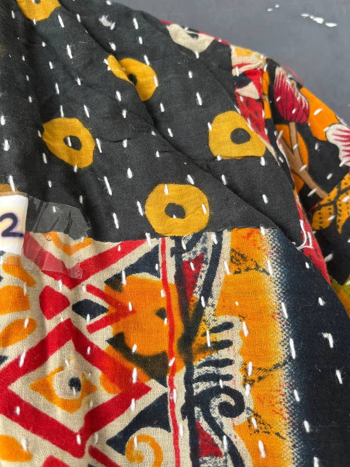 Bhawana Handicrafts - Venta al por mayor Kimono - Mujer - Batas kimonos serigrafiadas de algodón con puntadas kantha