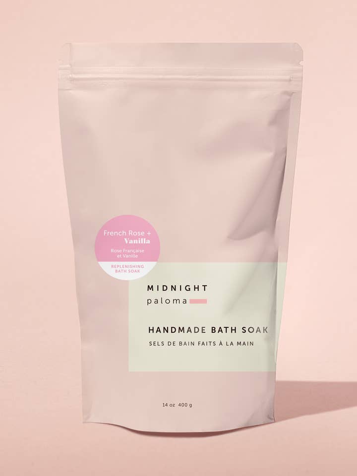 French Rose + Vanilla Replenishing Bath Soak for wholesale by Midnight Paloma