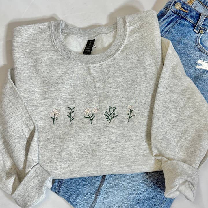 Wildflowers - Embroidered Sweatshirt for wholesale by Peak To Pine Designs