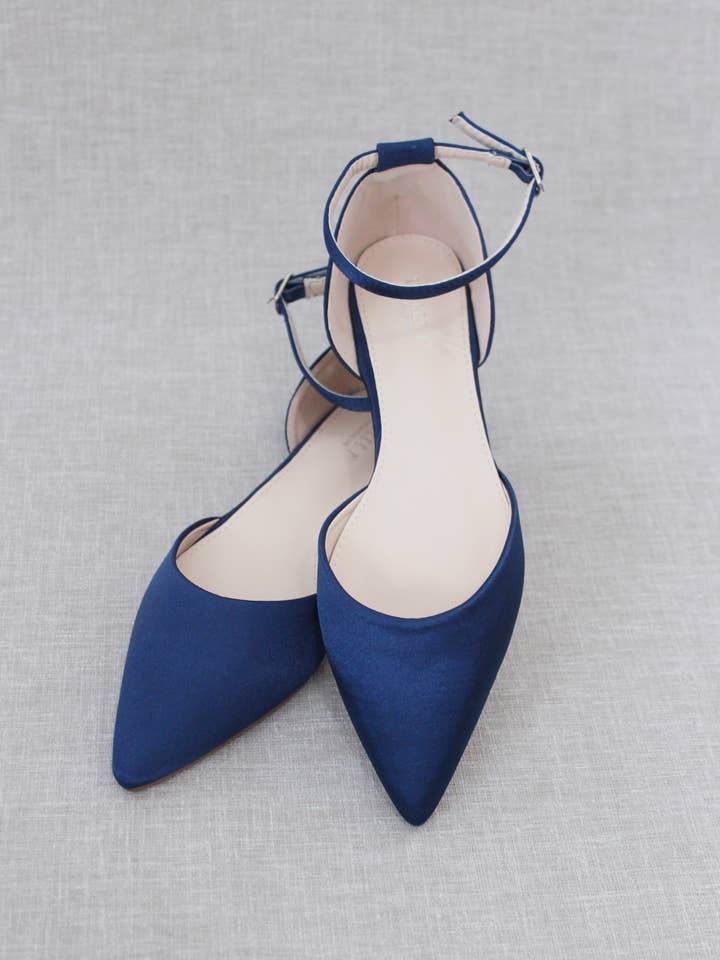 Kailee P. - Wholesale Flats - Women's - Satin Pointy Toe Flats with Ankle Strap23