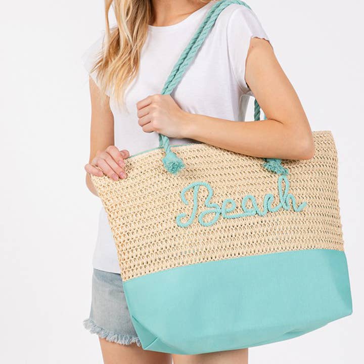 3AM BY H&D ACCESSORIES – Engroshandel Tote bag - Dame – FARVET SYET REB STRAND BREV OG REM HÆKLET, STOF TOTE