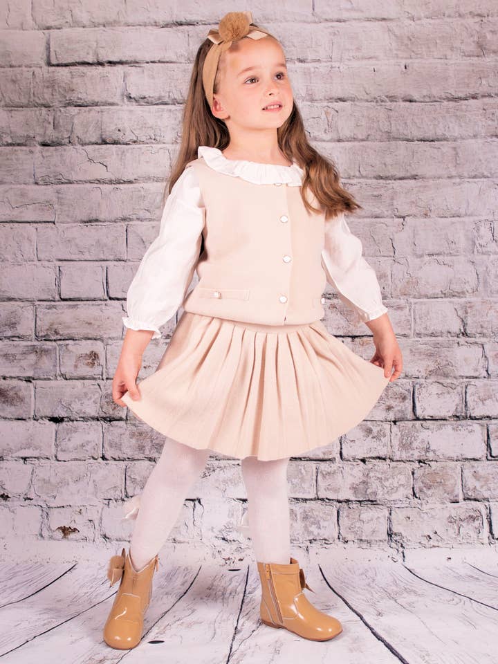 Ensemble 3 pièces classique pour petite fille - Détail ivoire 57981 pour la vente par BEAU KiD