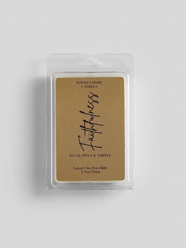 Faithfulness Wax Melt - eucalyptus and thistle for wholesale by Mayken Light Candles