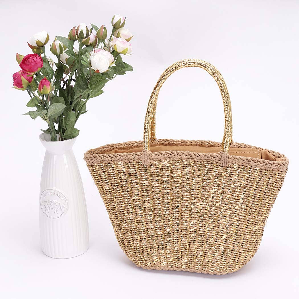 3AM BY H&D ACCESSORIES - Wholesale Beach Bag - Faux Straw Sunshine Tote1