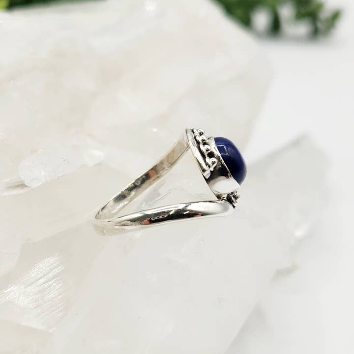 Meraki Gemstones - Venta al por mayor Anillos solitarios - Anillo de plata de ley con piedras preciosas semipreciosas Lapis Evil Eye1