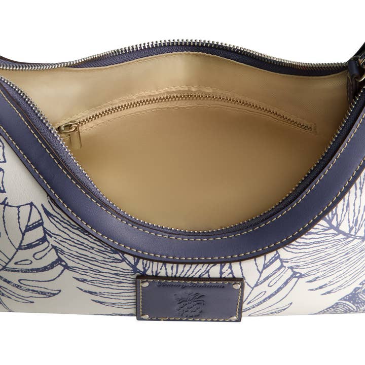 True Religion - Wholesale Shoulder Bag - Women's - Tommy Bahama Graphic Leaf Print City Hobo, NAVY
