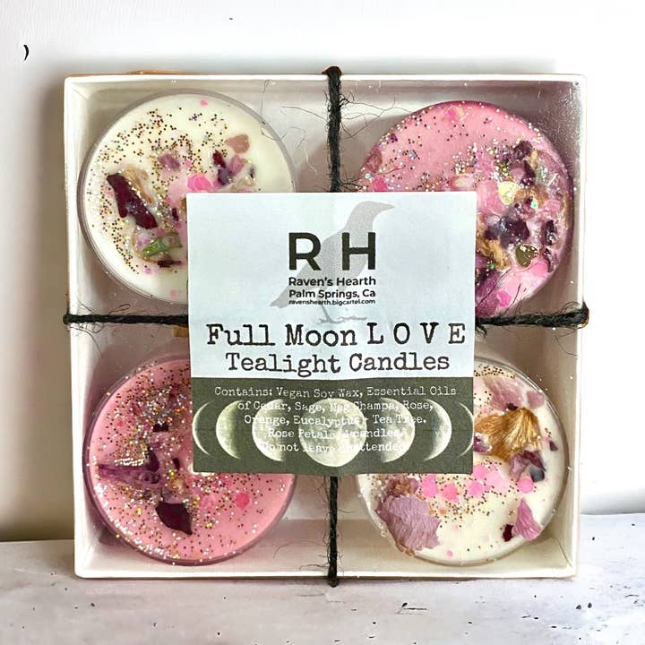 Velas de Vela de Chá Lua Cheia | Meditação | Veganas por atacado de Raven’s Hearth