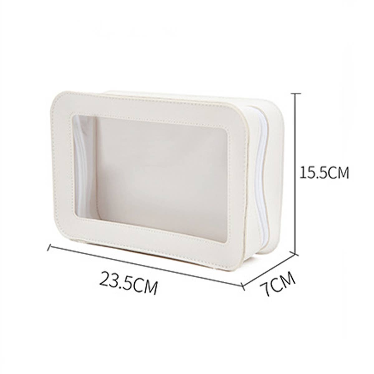 White SIMPLE TRANSPARENT TRAVEL TOILETRIES MAKEUP BAGS_CWAB1421 for wholesale on Faire7