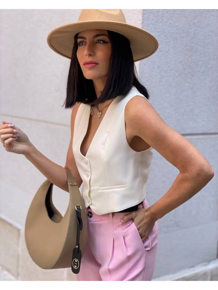 Sweetkama - Wholesale Suit Vest - Women's - Ladies Solid Color Sleeveless V-Neck Vest A195316