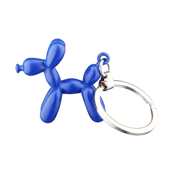 Blue Balloon Dog Key Ring H.8.5 cm for wholesale by Gilde Handwerk Macrander GmbH & Co. KG