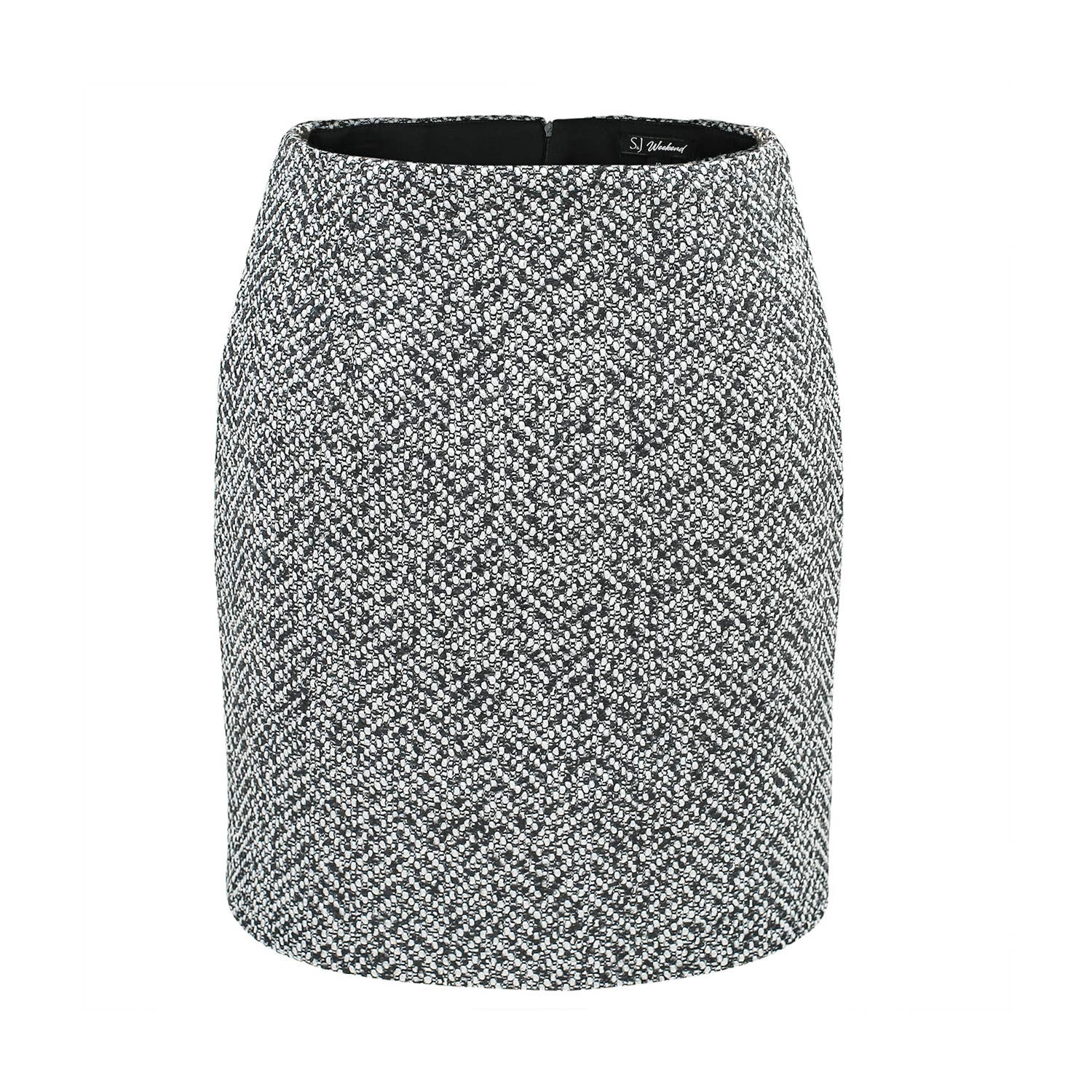 Black and white Short straight tweed skirt for wholesale on Faire3