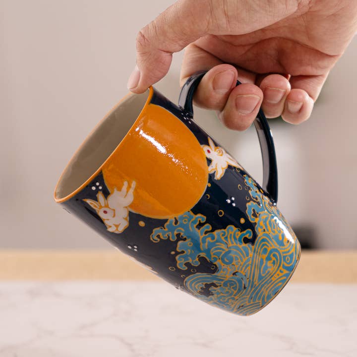 Urban Tokyo - Wholesale Coffee Mug - Moon Rabbit Design 15oz Tea Mugs with Lid and Infuser