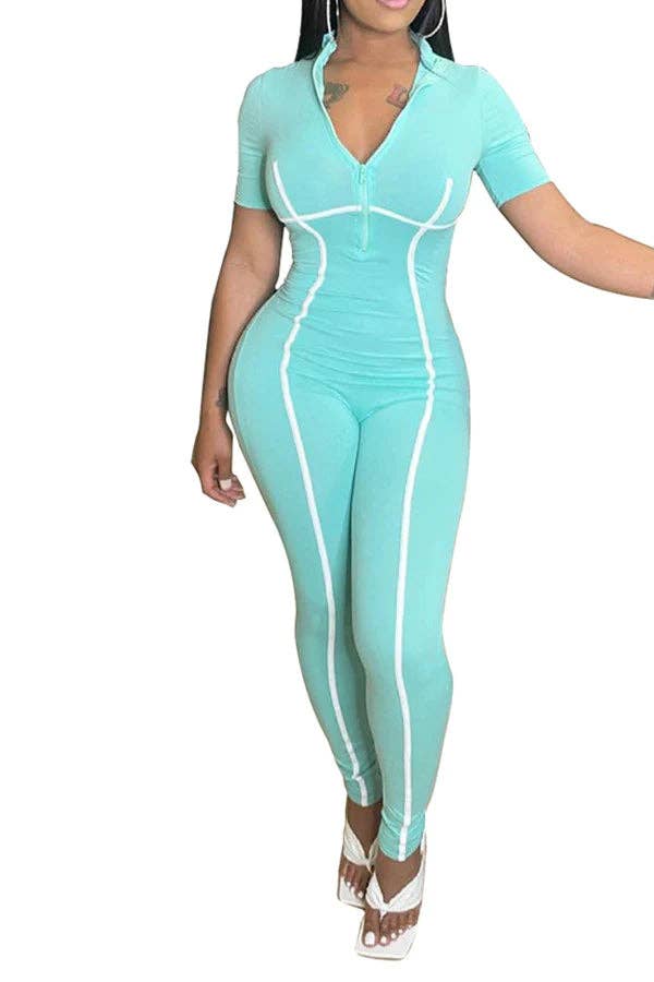 MB Fashion Wholesale - Wholesale Jumpsuit - Women's - MB FASHION STRIPED ZIPPER JUMPSUITS 5045R4