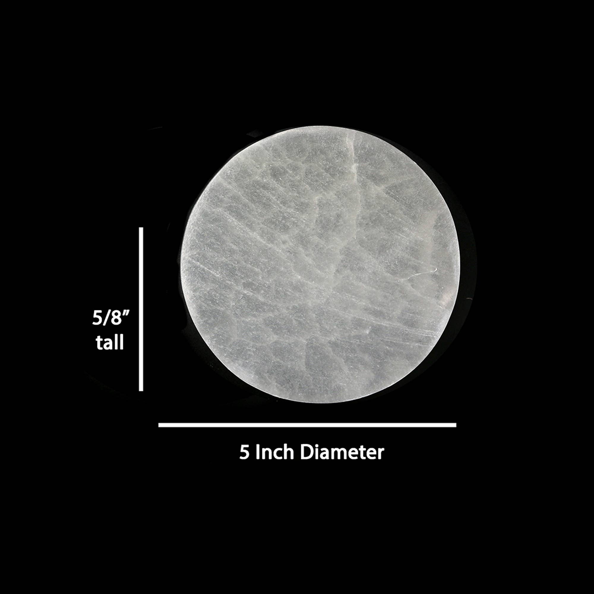 Designs by Deekay Inc. - Wholesale Crystal Charging Plate - Round Selenite Charging Plate (5 in.)2