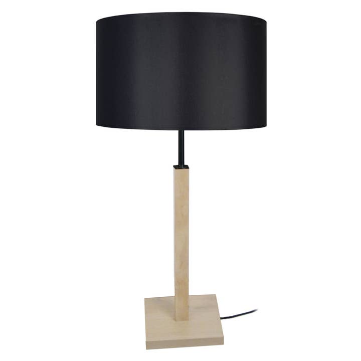 Tosel Shop - Wholesale Accent/Desk Lamp - HOD B - Natural and Black Wood Column Table Lamp