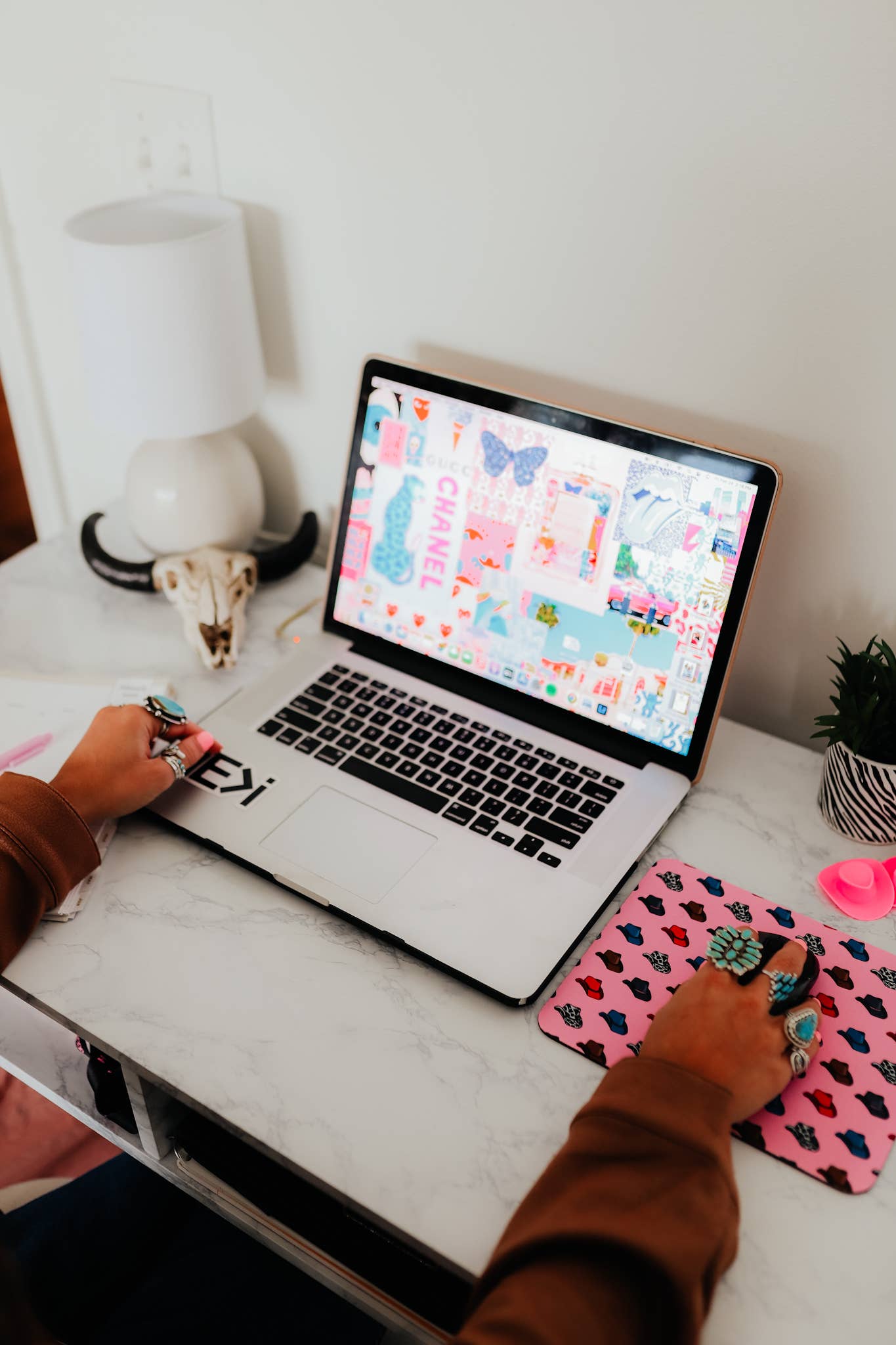 The Front Porch Label - Wholesale Mousepad/Trackpad - Pink Cowboy Hat Mouse Pad2