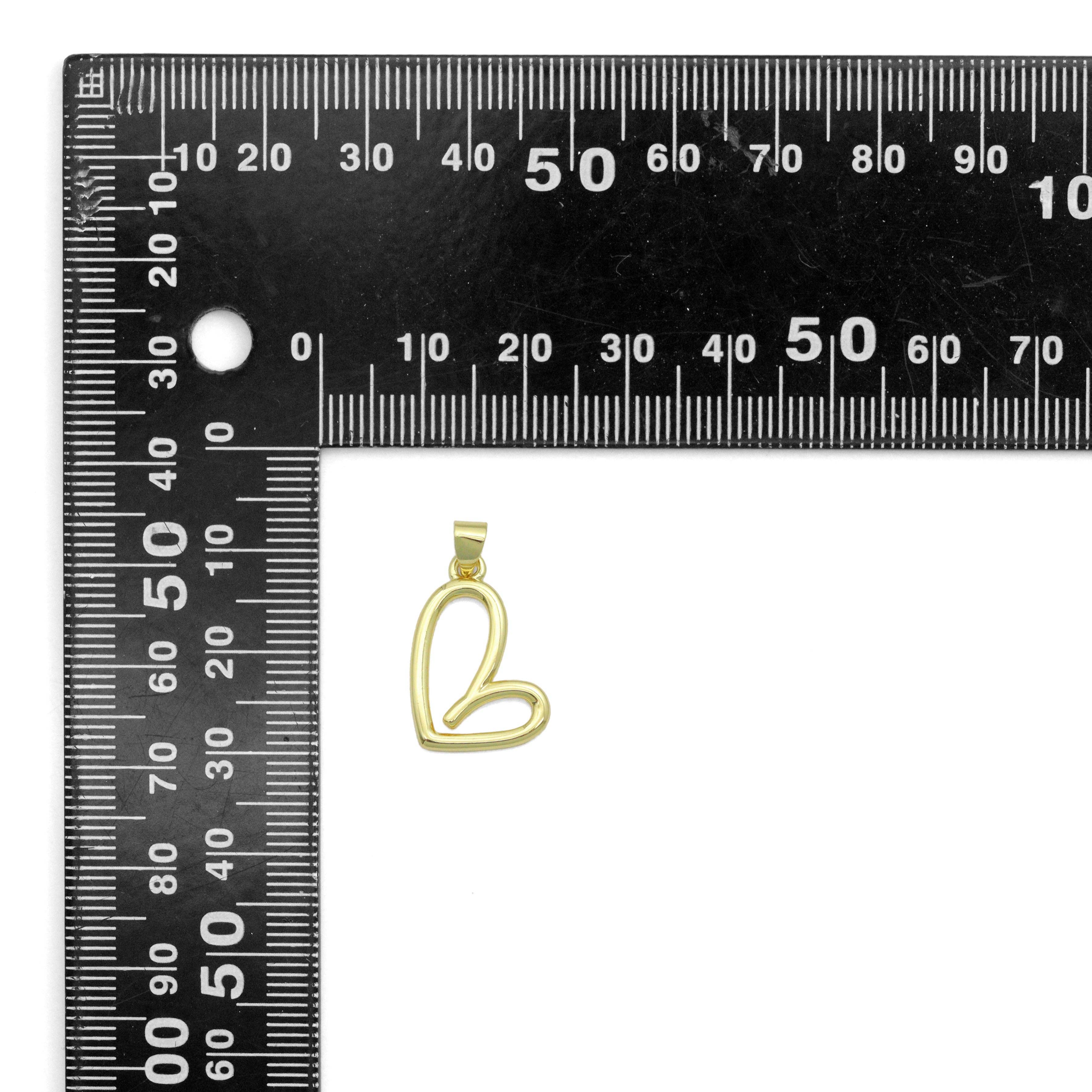 BestBeads&Beyond - Wholesale Individuele bedel/hanger - Gouden ongebalanceerde hartvormige bedelhanger, Sku #LK11142