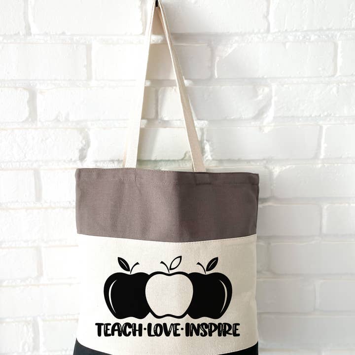 Telea Dawn Studio LLC - Vendita all'ingrosso Borsa tote - Donna - Tote bag in tela per insegnanti - Regalo per insegnanti - Teach love Inspire3