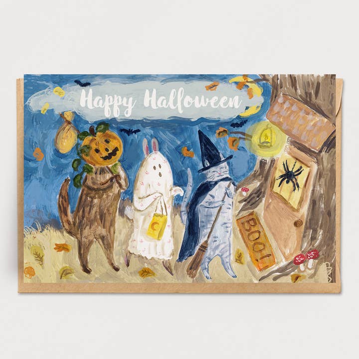 Pack de 10 cartes de vœux pour le défilé d'Halloween pour la vente par Ingrid Press