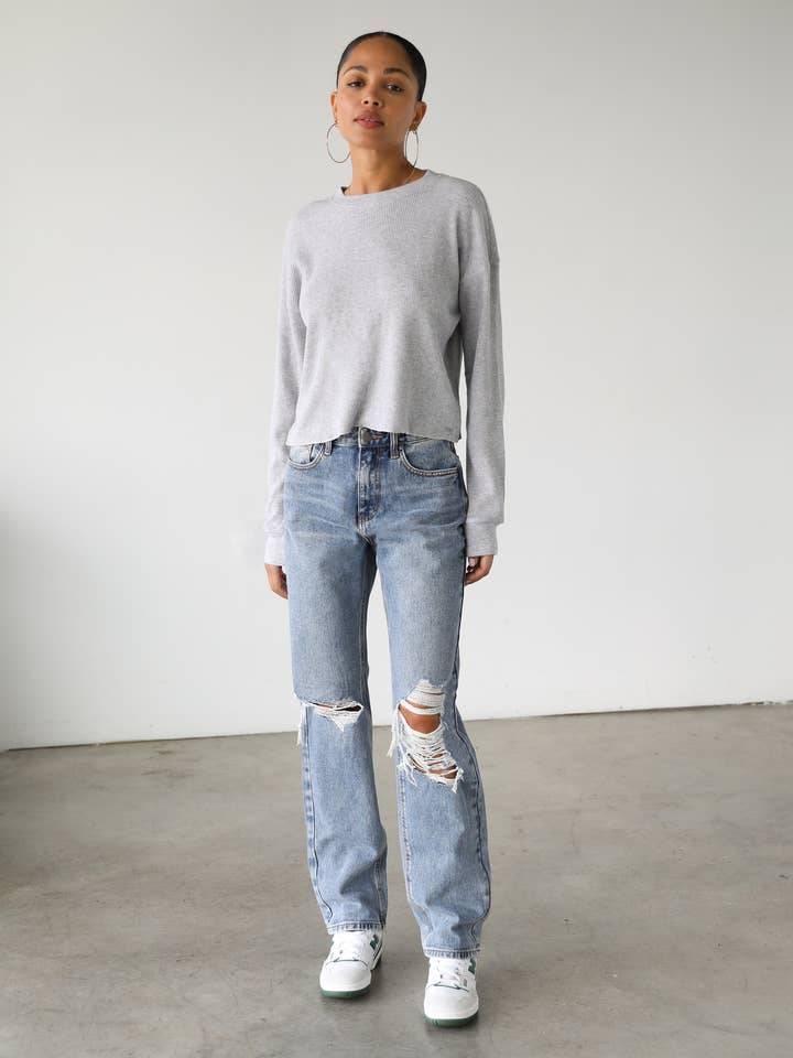 Vaqueros de mezclilla de talle alto y pierna recta - 7136 para venta al por mayor de DOGMA