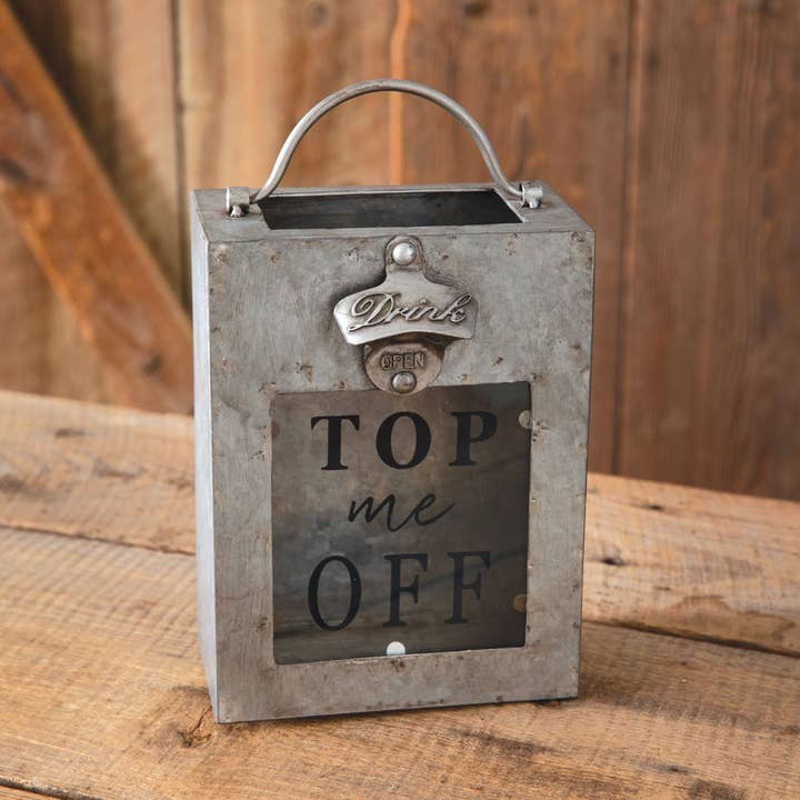 CTW Home Collection - Wholesale Bottle/Wine Opener - Top Me Off Galvanized Bottle Opener Bin1