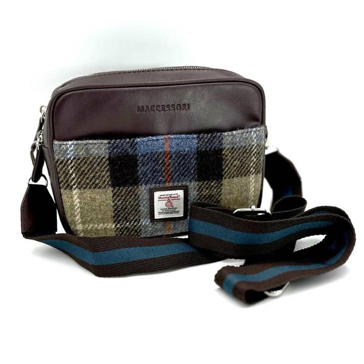 maccessori - Wholesale Crossbody Bag - Women's - Harris Tweed Camera Bag Blue/Brown Check3