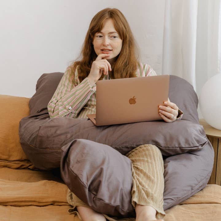 MINICAMP U-Shaped Comfort Pillow with Natural Sateen Cotton Cover in Cacao | Kapok or PES Filling for wholesale by MINICAMP