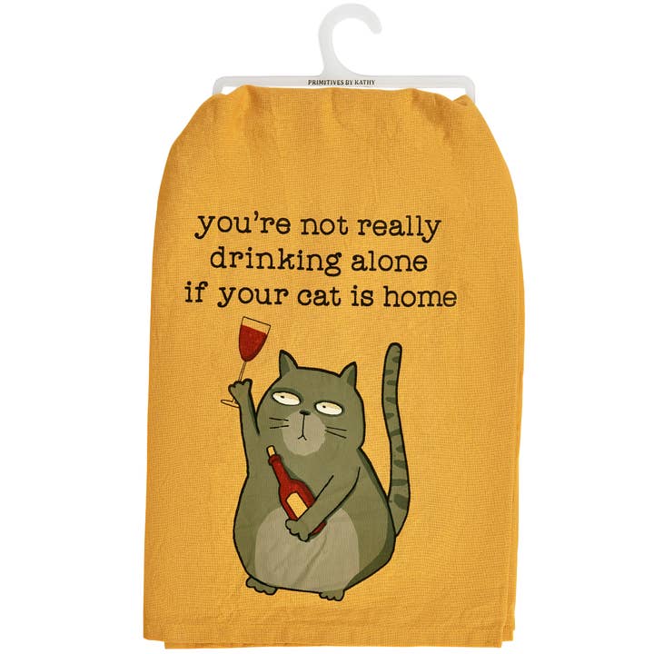 Cat Is Home Kitchen Towel for wholesale by Primitives by Kathy