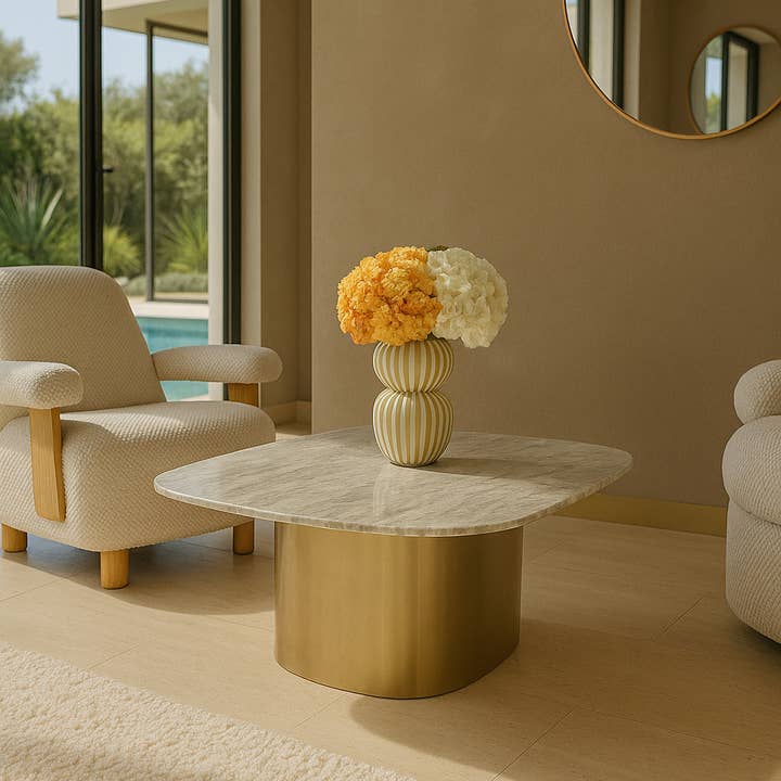 SOFFBORD I GRÅ MARMOR OCH GULDMETALL 80X73X33CM FEDJE för wholesale av Now's Home