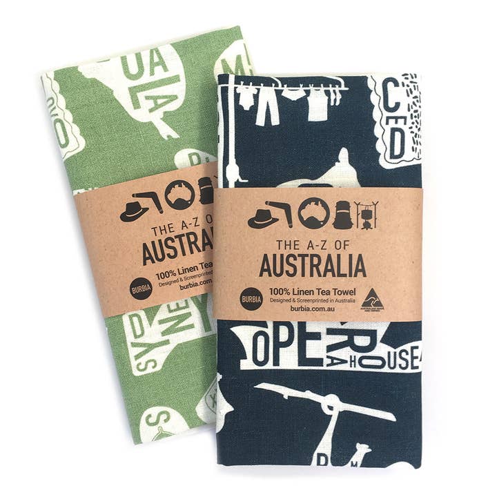 Burbia - Wholesale Tea Towel - A-Z of Australia Tea Towel