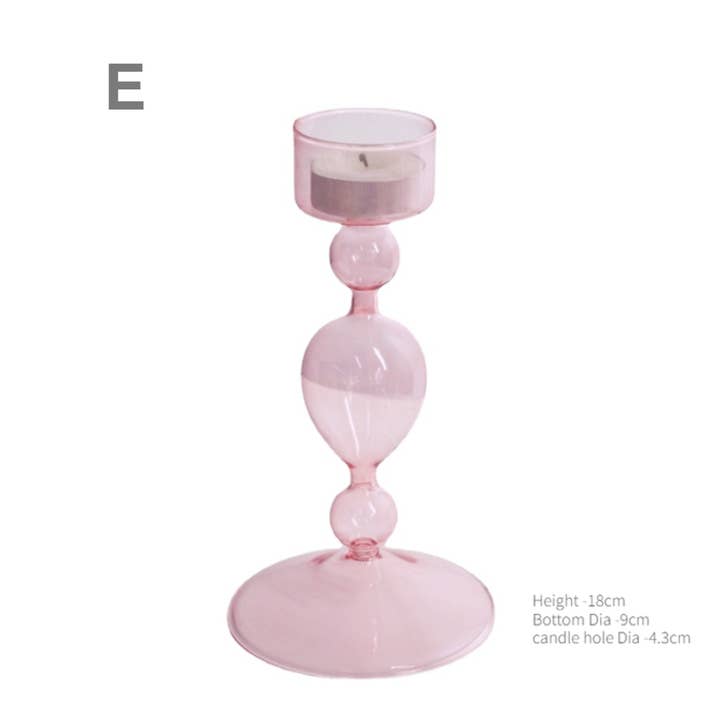 IVORE.GROUP - Wholesale Candle Holder - Pink Wedding Table Centerpieces Glass Candlestick Holder