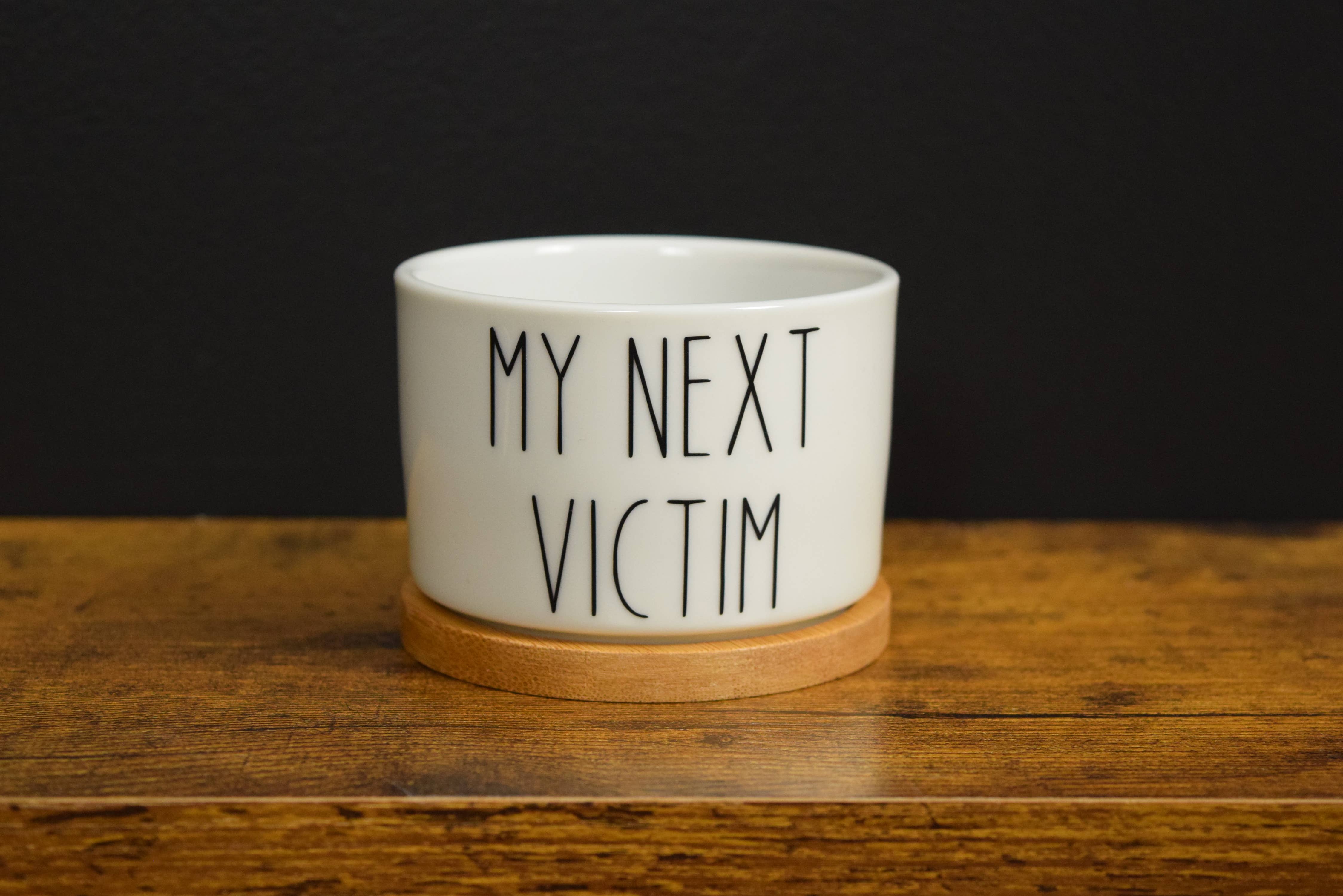 Vulpine Vinyls - Wholesale Plant Pot - My Next Victim Funny Succulent Pot, Brown Thumb Gardener 2