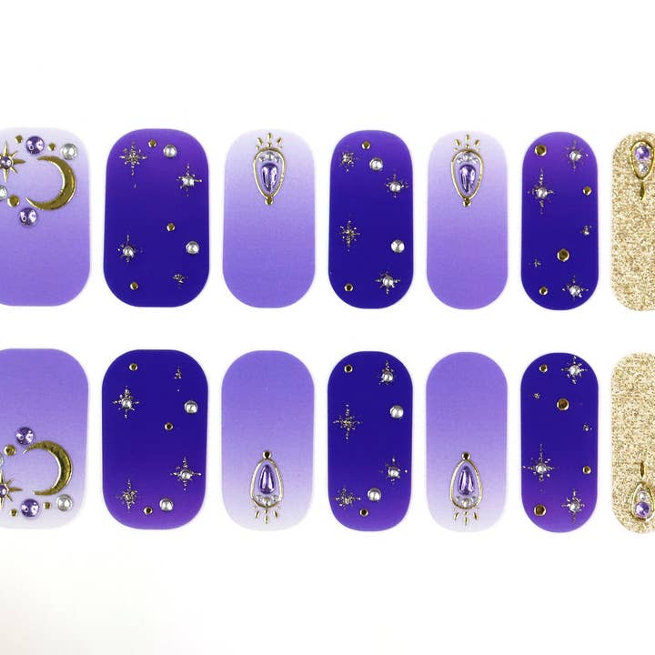 ClebleNails - Wholesale Nail Art/Decal - Purple Ombre Nail Wraps / Transparent Moon Nail Strips / 3D Star Nail Wraps / Korean Nail Wraps / Glitter Nail Wraps Free Shipping US