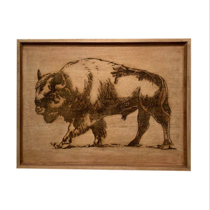 Neues Branding-Wandbild aus Eisen, lasergeätzt, Büffel für den Großhandel von Wilco Home