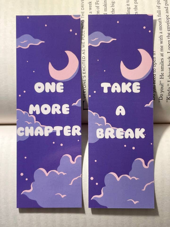 Dreamy One More Chapter/Take a Break Double Sided Whimsical pour la vente par HandsomePrintsDesignCo