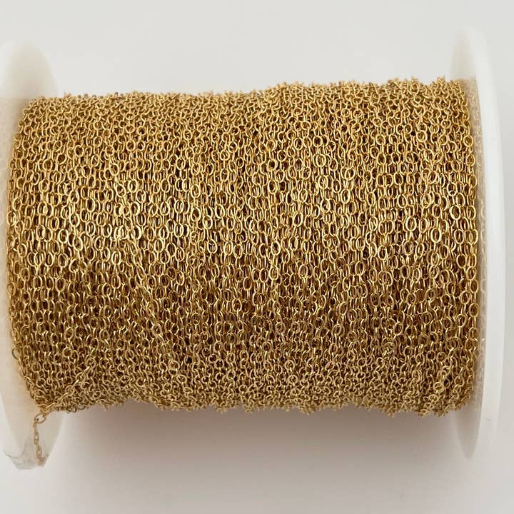 Purity Beads - Wholesale Craft Supplies - 14K Real Gold Filled 3ft. Flat Cable Chain | 14K Gold Filled Chain | Fine Gold Filled Chain | Link Dimensions: 0.2mm x 1.3mm x 1.8mm
