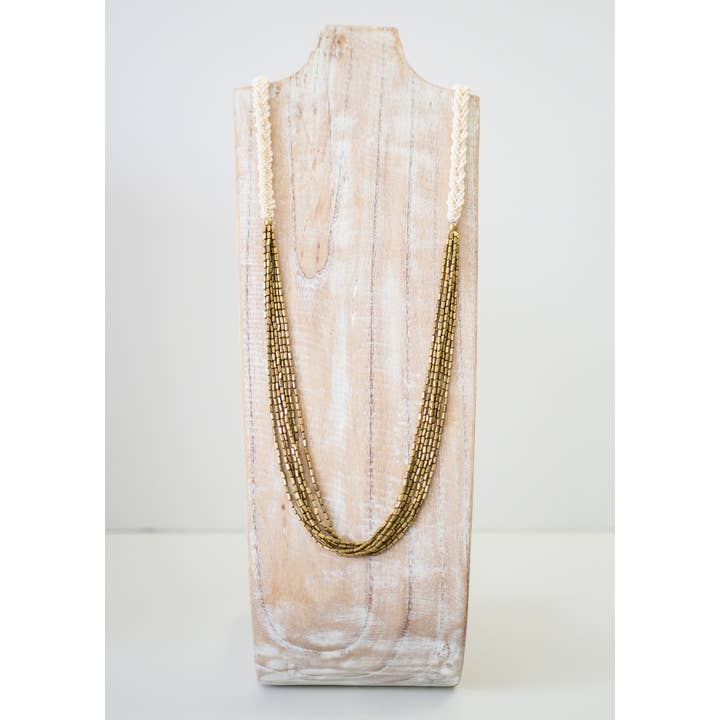 Hema Halskette mit Fischgrätenmuster, cremefarben für den Großhandel von Aid Through Trade