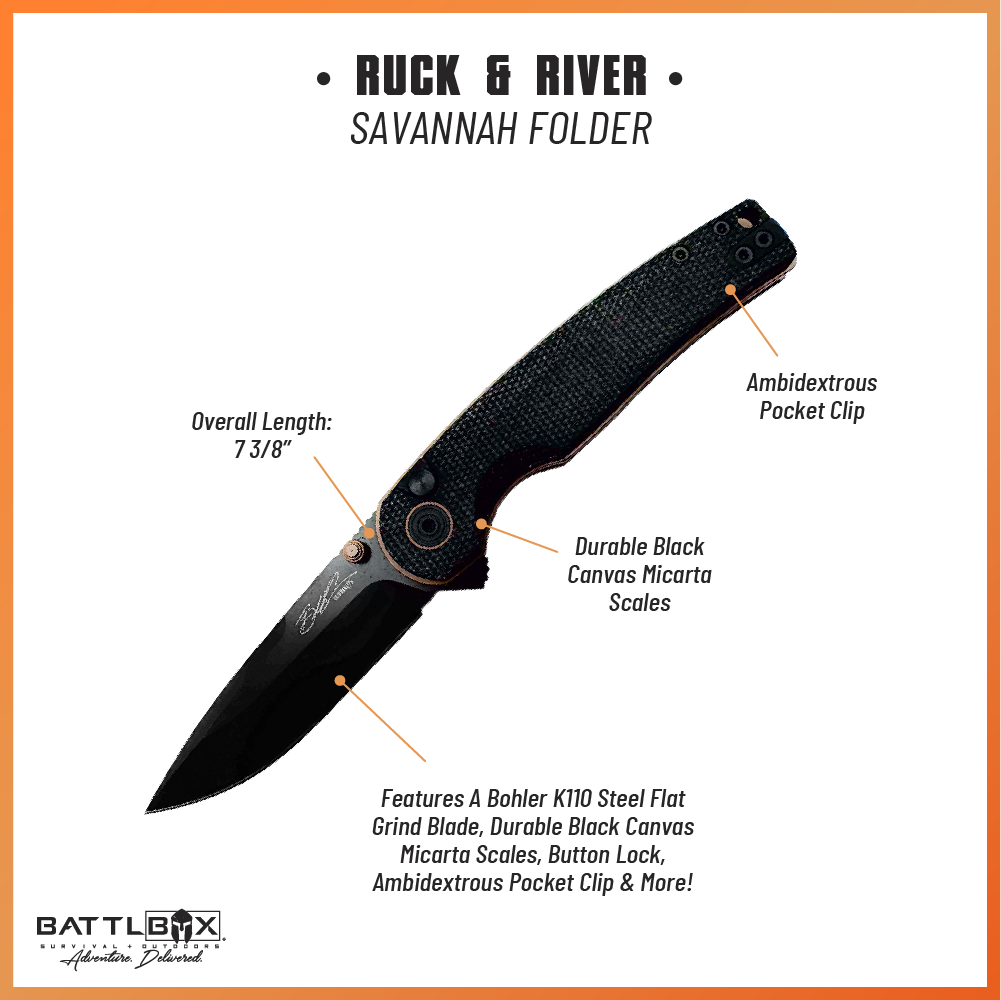 BattlBox - Wholesale Pocket Knife/Holder - Ruck & River Savannah Folding Knife Steel Pocket EDC Blade9