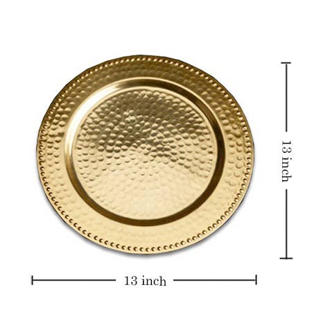 India Handicrafts Inc - Wholesale Charger - Gilded Hammered Beaded Charger4