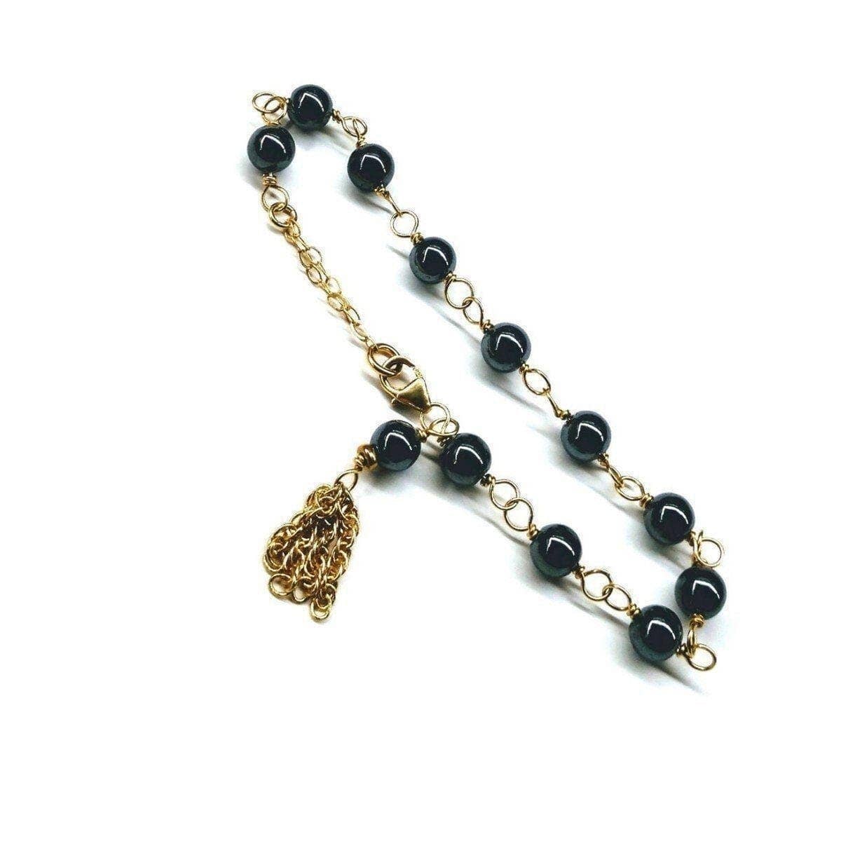 Alexa Martha Designs - Wholesale Link & Chain Bracelet - Adjustable 14 KT Gold Filled Hematite Gold Chain Tassel Bracelets1